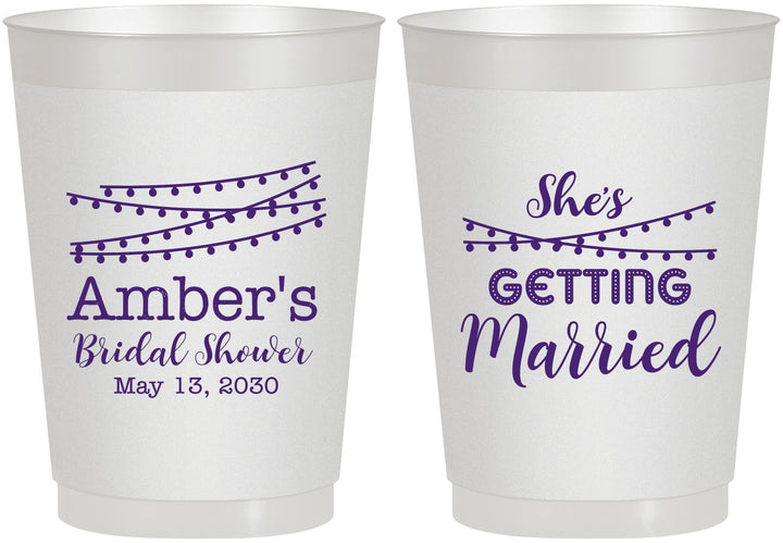 Personalized Bridal Shower 10 oz Frosted Cups - She's Getting Married | 100008