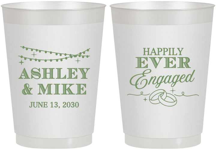 Personalized Engagement 10 oz Frosted Cups - Happily Ever Engaged | 10006