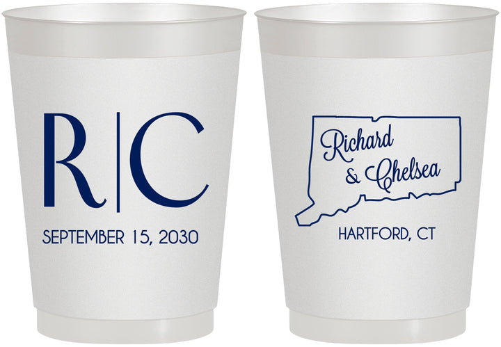 Personalized Wedding 10 oz Frosted Cups - Connecticut | 106