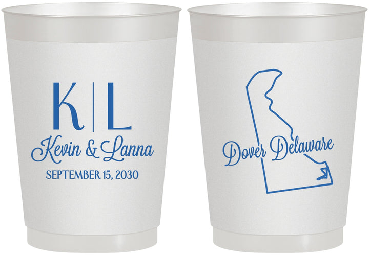 Personalized Wedding 10 oz Frosted Cups - Delaware | 107