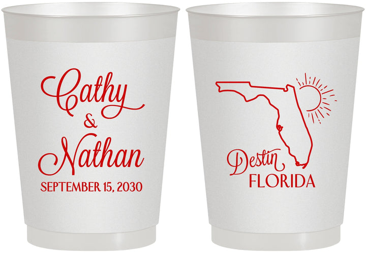 Personalized Wedding 10 oz Frosted Cups - Florida | 108