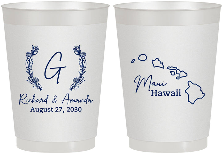 Personalized Wedding 10 oz Frosted Cups - Hawaii | 110
