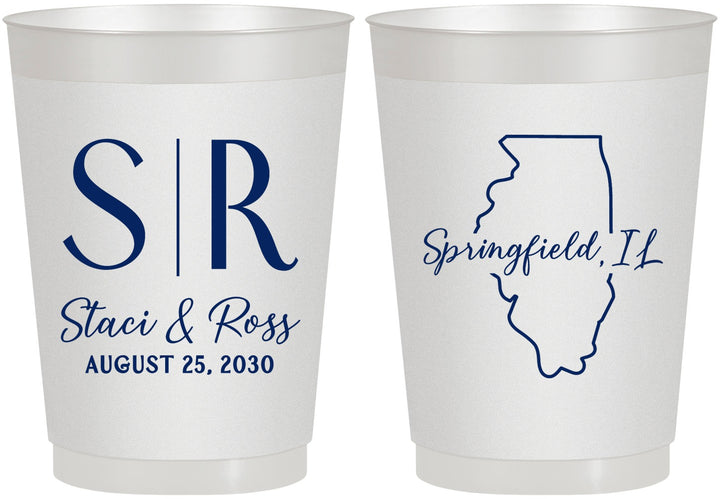 Personalized Wedding 10 oz Frosted Cups - Illinois | 112