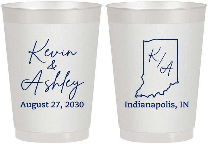 Personalized Wedding 10 oz Frosted Cups - Indiana | 113