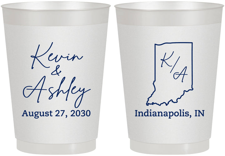 Personalized Wedding 10 oz Frosted Cups - Indiana | 113