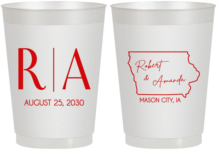 Personalized Wedding 10 oz Frosted Cups - Iowa | 114