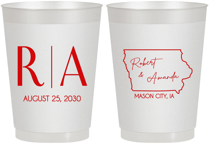 Personalized Wedding 10 oz Frosted Cups - Iowa | 114