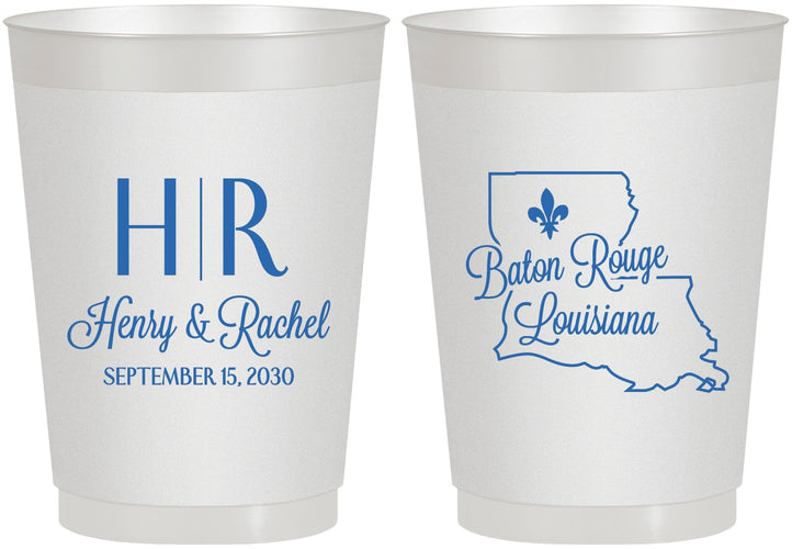 Personalized Wedding 10 oz Frosted Cups - Louisiana | 117