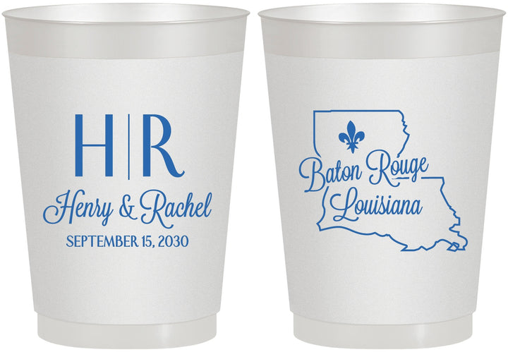 Personalized Wedding 10 oz Frosted Cups - Louisiana | 117