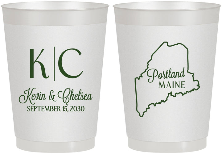 Personalized Wedding 10 oz Frosted Cups - Maine | 118