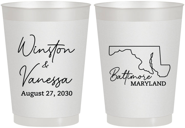 Personalized Wedding 10 oz Frosted Cups - Maryland | 119