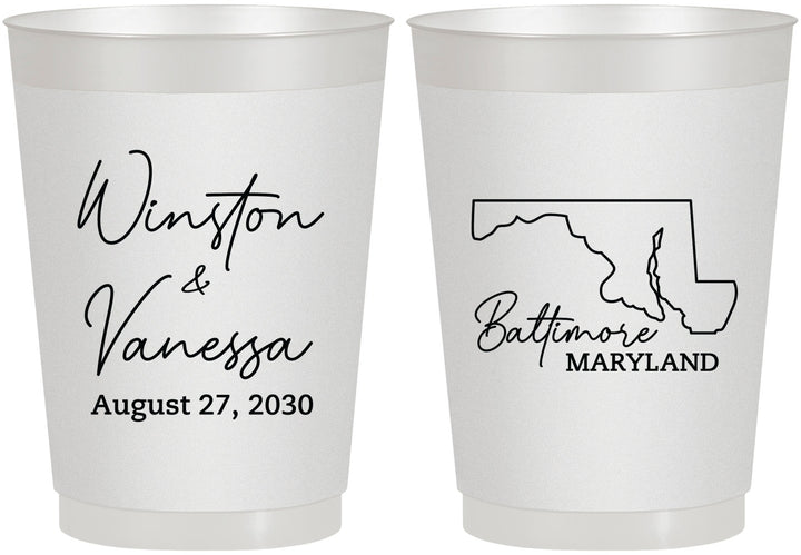 Personalized Wedding 10 oz Frosted Cups - Maryland | 119