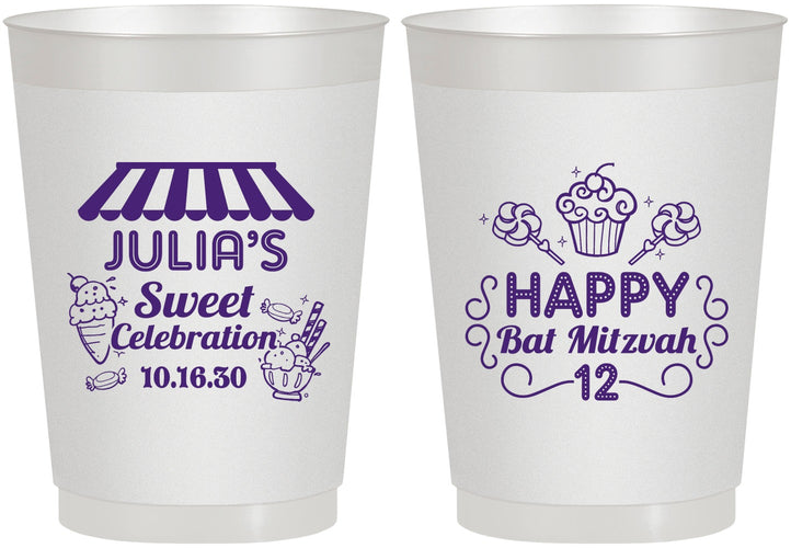 Personalized Bat Mitzvah 10 oz Frosted Cups - 12th Birthday Cupcake | 120010