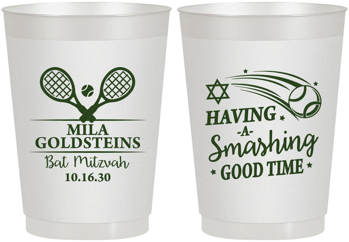 Personalized Bat Mitzvah 10 oz Frosted Cups - 12th Birthday Tennis | 120018