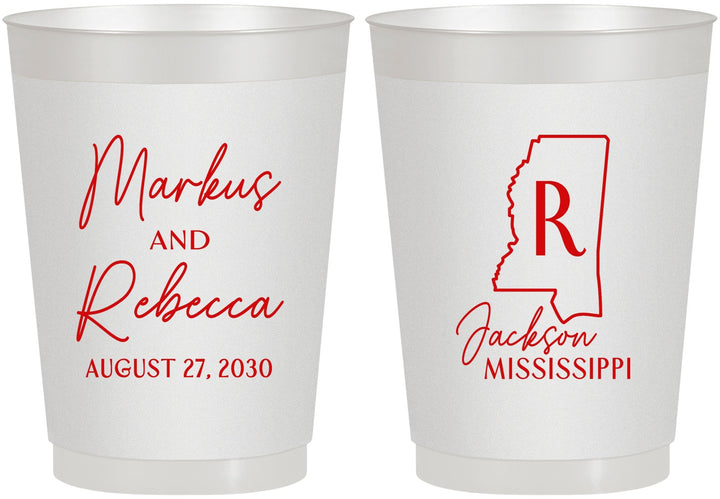 Personalized Wedding 10 oz Frosted Cups - Mississippi | 123