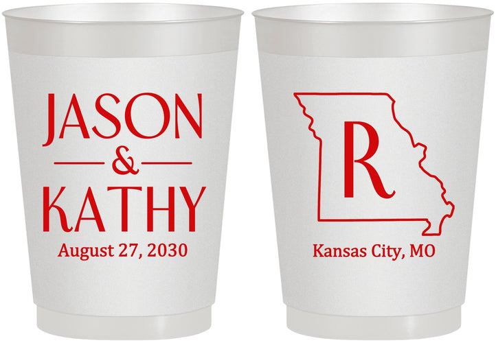 Personalized Wedding 10 oz Frosted Cups - Missouri | 124