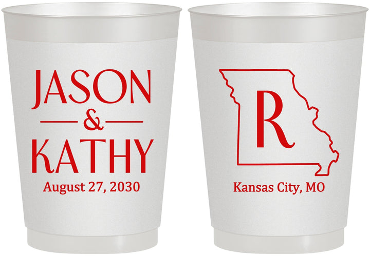 Personalized Wedding 10 oz Frosted Cups - Missouri | 124