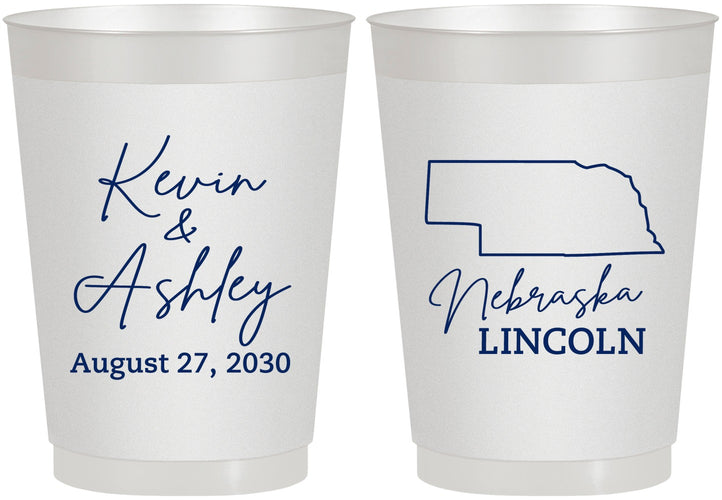 Personalized Wedding 10 oz Frosted Cups - Nebraska | 126