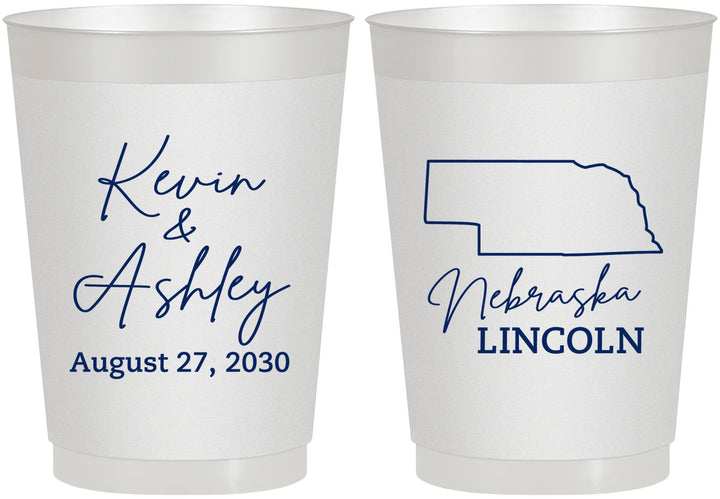 Personalized Wedding 10 oz Frosted Cups - Nebraska | 126