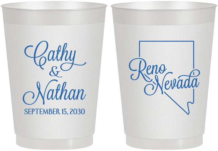 Personalized Wedding 10 oz Frosted Cups - Nevada | 127