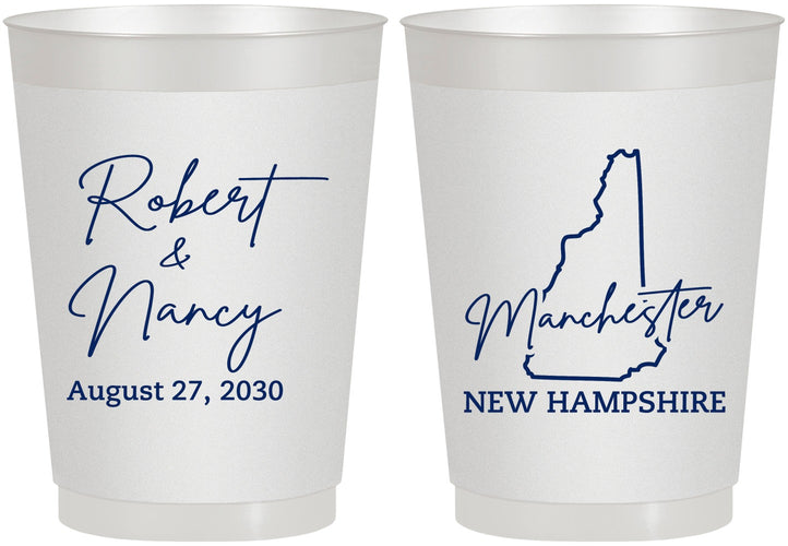 Personalized Wedding 10 oz Frosted Cups - New Hampshire | 128