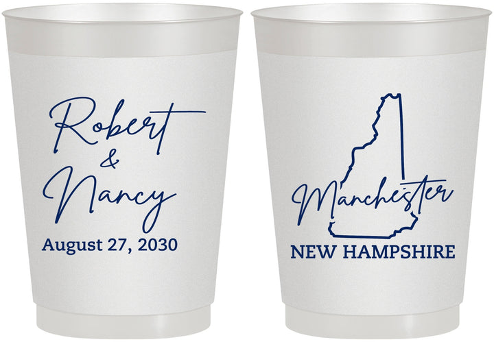 Personalized Wedding 10 oz Frosted Cups - New Hampshire | 128