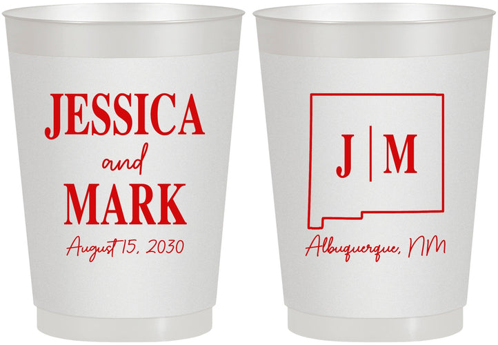 Personalized Wedding 10 oz Frosted Cups - New Mexico | 130
