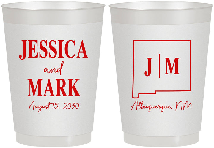 Personalized Wedding 10 oz Frosted Cups - New Mexico | 130