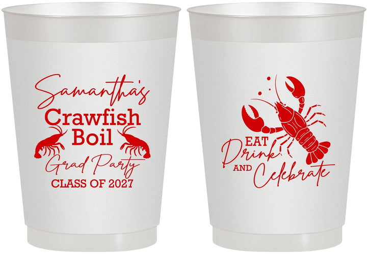 Personalized Graduation 10 oz Frosted Cups - Class Of 2027 Crawfish Boil | 130002
