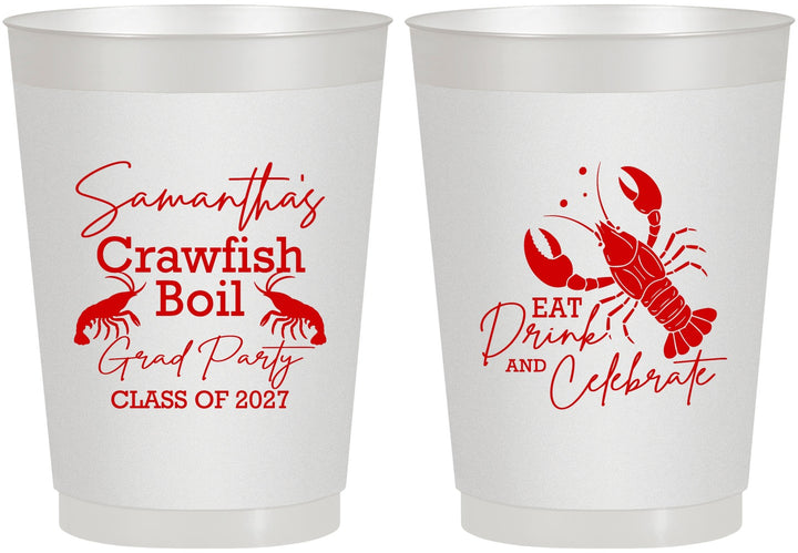 Personalized Graduation 10 oz Frosted Cups - Class Of 2027 Crawfish Boil | 130002