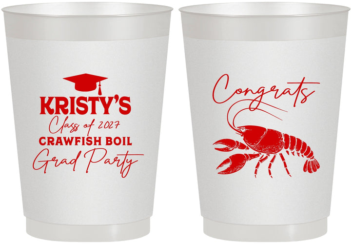 Personalized Graduation 10 oz Frosted Cups - Class Of 2027 Crawfish Boil | 130003