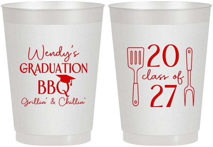 Personalized Graduation 10 oz Frosted Cups - Class Of 2027 Bbq | 130008
