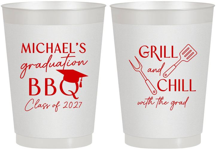 Personalized Graduation 10 oz Frosted Cups - Class Of 2027 Bbq | 130009
