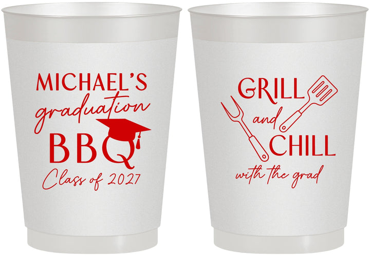 Personalized Graduation 10 oz Frosted Cups - Class Of 2027 Bbq | 130009