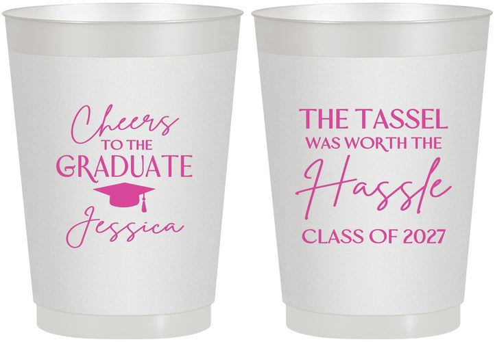 Personalized Graduation 10 oz Frosted Cups - Class Of 2027 Tassel Hassel | 130010