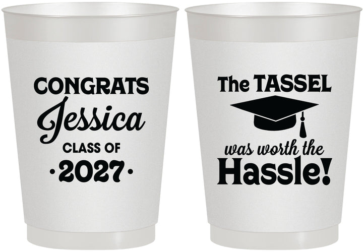 Personalized Graduation 10 oz Frosted Cups - Class Of 2027 Tassel Hassel | 130012