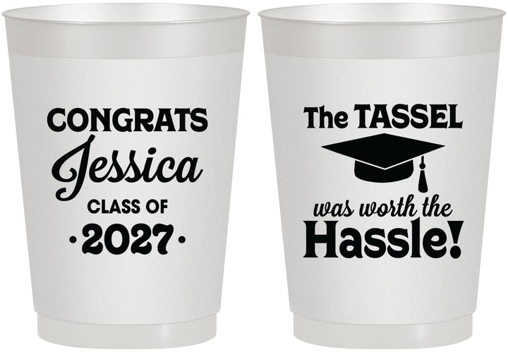 Personalized Graduation 10 oz Frosted Cups - Class Of 2027 Tassel Hassel | 130012