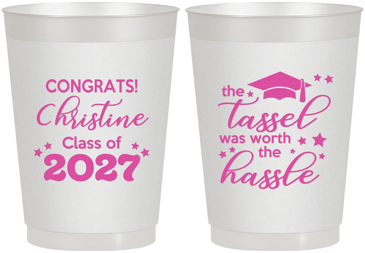 Personalized Graduation 10 oz Frosted Cups - Class Of 2027 Tassel Hassel | 130013