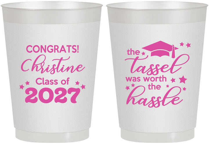 Personalized Graduation 10 oz Frosted Cups - Class Of 2027 Tassel Hassel | 130013