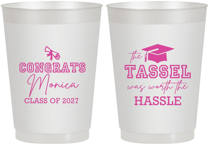Personalized Graduation 10 oz Frosted Cups - Class Of 2027 Tassel Hassel | 130014