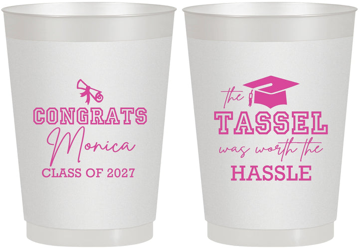 Personalized Graduation 10 oz Frosted Cups - Class Of 2027 Tassel Hassel | 130014