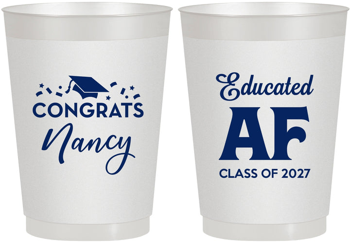 Personalized Graduation 10 oz Frosted Cups - Class Of 2027 Educated Af | 130016
