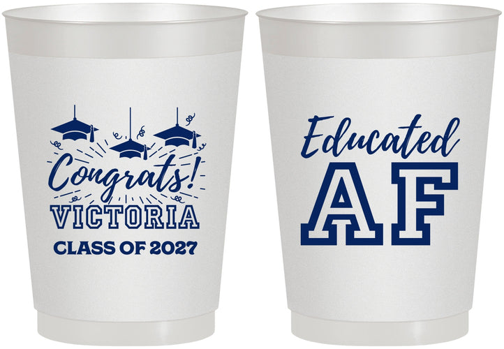 Personalized Graduation 10 oz Frosted Cups - Class Of 2027 Educated Af | 130017