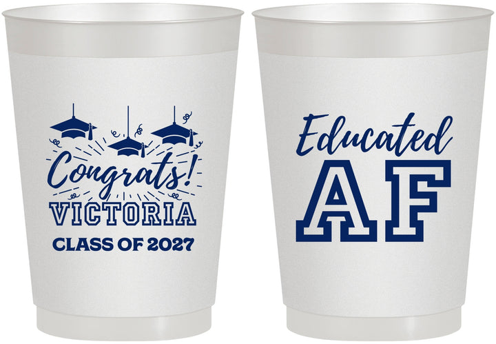 Personalized Graduation 10 oz Frosted Cups - Class Of 2027 Educated Af | 130017
