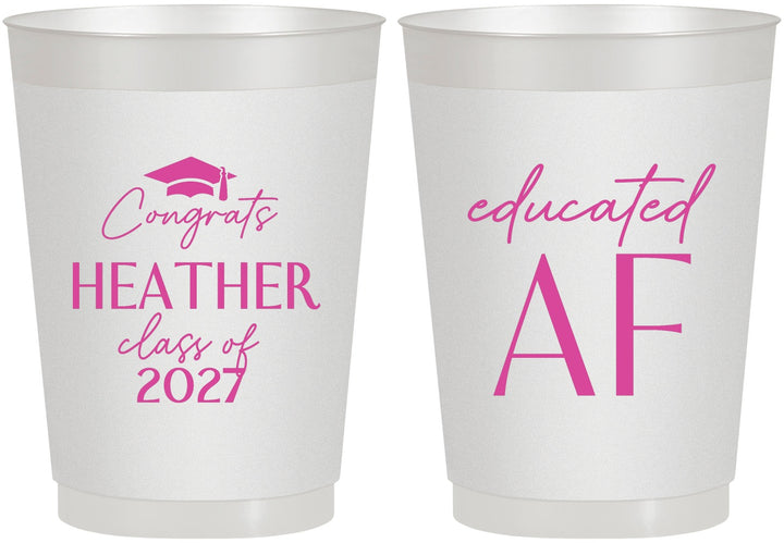 Personalized Graduation 10 oz Frosted Cups - Class Of 2027 Educated Af | 130019