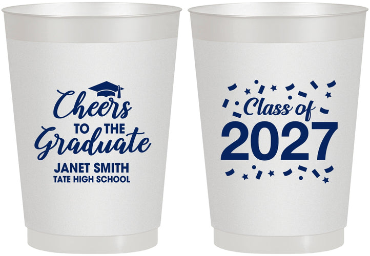 Personalized Graduation 10 oz Frosted Cups - Class Of 2027 Cheers Graduate | 130021