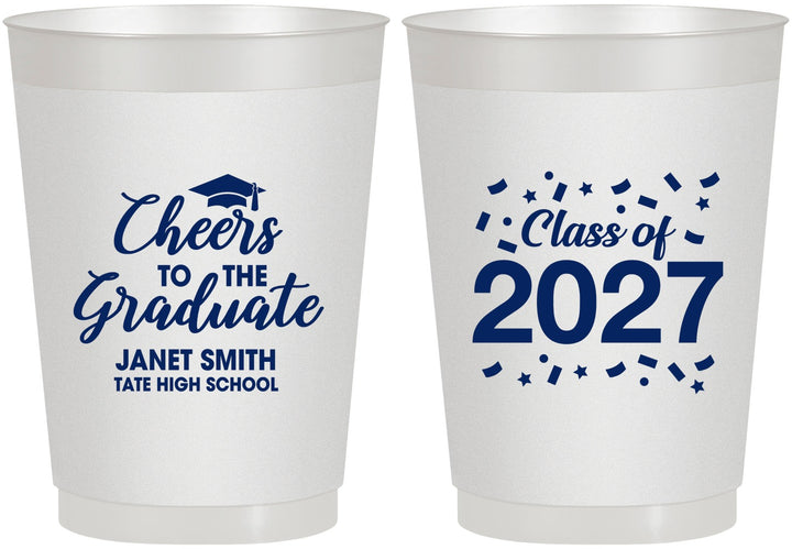 Personalized Graduation 10 oz Frosted Cups - Class Of 2027 Cheers Graduate | 130021