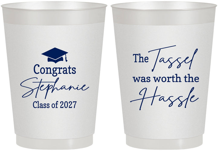 Personalized Graduation 10 oz Frosted Cups - Class Of 2027 Tassel Hassel | 130031