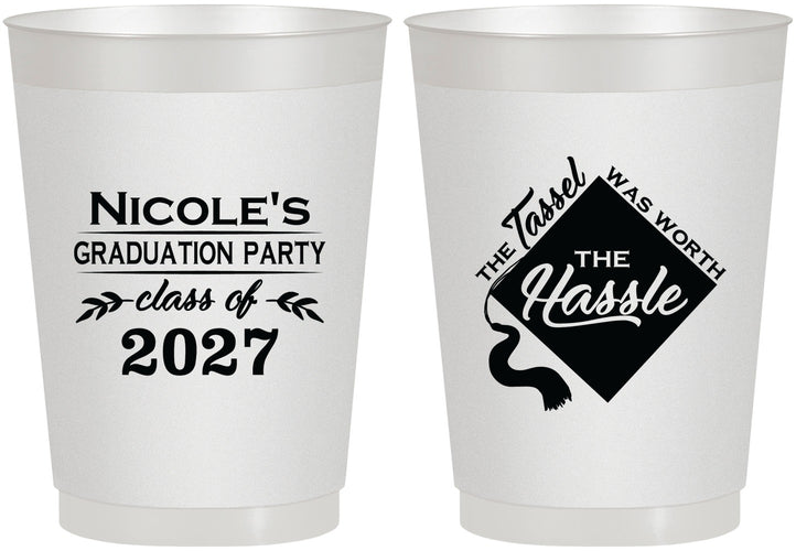 Personalized Graduation 10 oz Frosted Cups - Class Of 2027 Tassel Hassel | 130032