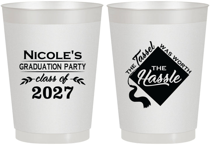 Personalized Graduation 10 oz Frosted Cups - Class Of 2027 Tassel Hassel | 130032